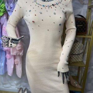 Embellished Cream Dress